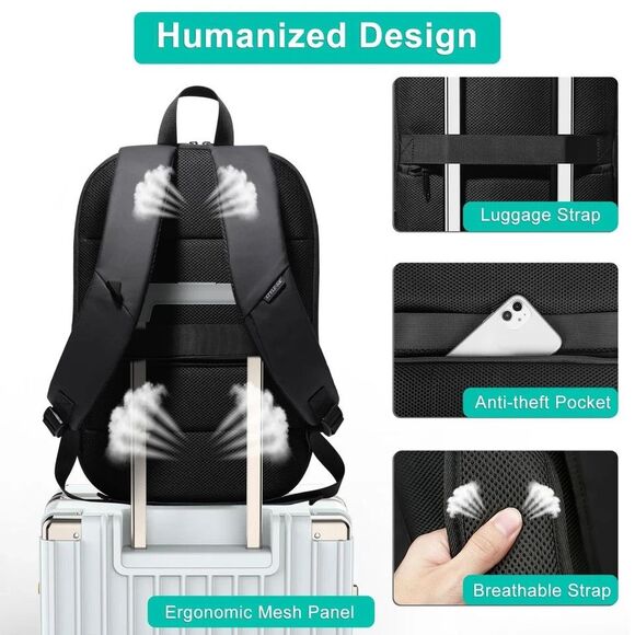 Business Backpack for Men 17 Inch,Slim & Expandable Waterproof Travel Laptop ... - Picture 12 of 15